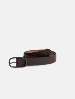 Cinturon piel detalles marron oscuro