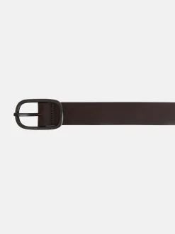 Cinturon piel detalles marron oscuro