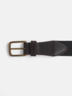Cinturon piel lona azul indigo