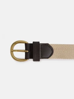 Cinturon piel lona beige