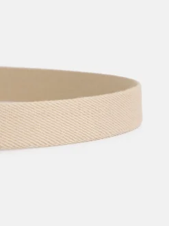 Cinturon piel lona beige