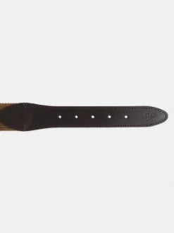 Cinturon piel lona beige medio