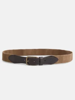 Cinturon piel lona beige medio
