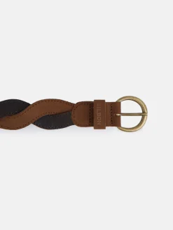 Cinturon trenzado ante bicolor beige