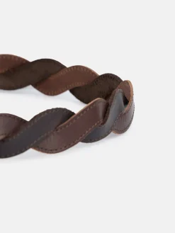 Cinturon trenzado piel bicolor marron