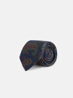 Corbata estampada pasley azul marino