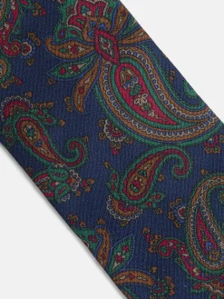 Corbata estampada pasley azul marino