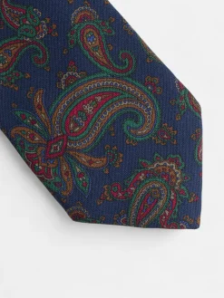 Corbata estampada pasley azul marino