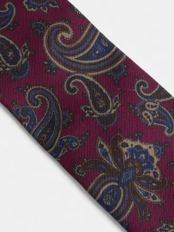 Corbata estampada pasley burdeos