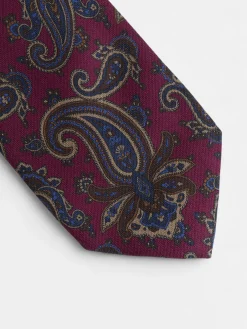 Corbata estampada pasley burdeos