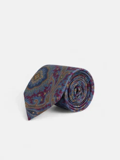 Corbata estampado acanto burdeos