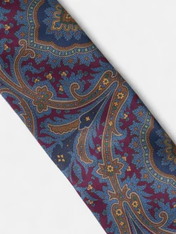 Corbata estampado acanto burdeos