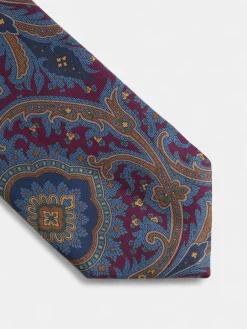 Corbata estampado acanto burdeos