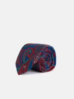 Corbata estampado cachemir azul