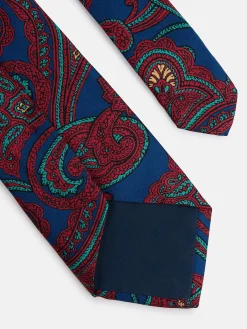 Corbata estampado cachemir azul