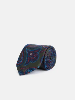 Corbata estampado cachemir verde