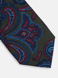 Corbata estampado cachemir verde