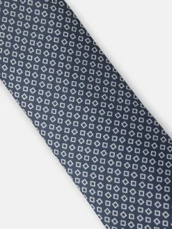 Corbata estampado cuadros irregular azul marino