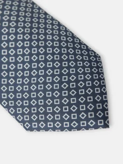 Corbata estampado cuadros irregular azul marino