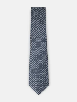 Corbata estampado cuadros irregular azul marino