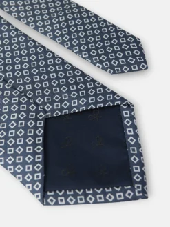 Corbata estampado cuadros irregular azul marino