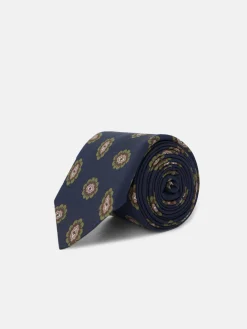 Corbata medallon azul marino