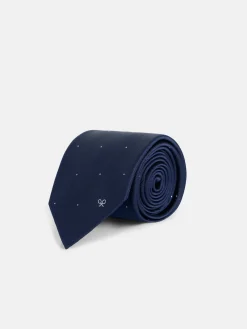 Corbata micropunto marino blanco