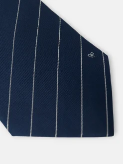 Corbata mini rayas raqueta azul marino