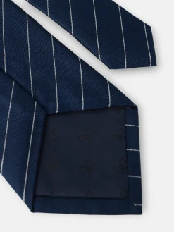 Corbata mini rayas raqueta azul marino
