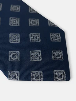Corbata motivo azulejo azul marino