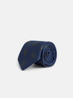 Corbata motivo rombo azul marino