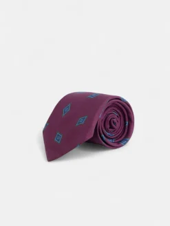 Corbata motivo rombo burdeos