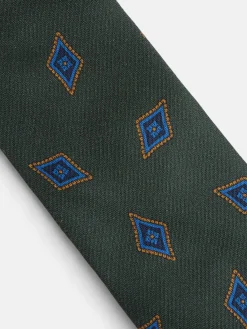 Corbata motivo rombo verde