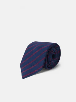 Corbata raya doble raqueta burdeos
