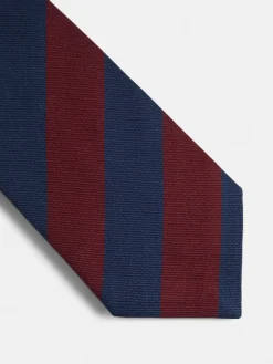 Corbata rayas marino burdeos