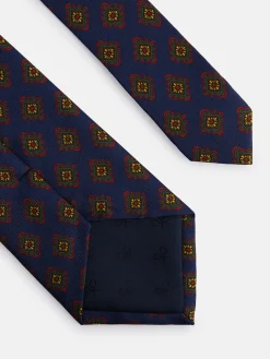 Corbata seda estampado azulejo azul marino