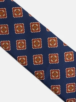 Corbata seda estampado azulejo azul