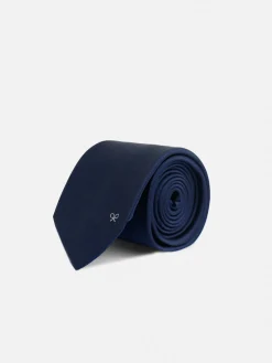 Corbata silbon lisa azul marino