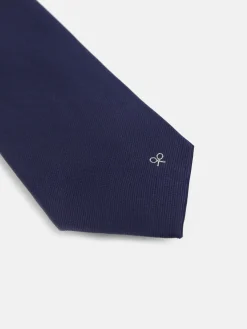 Corbata silbon lisa azul marino