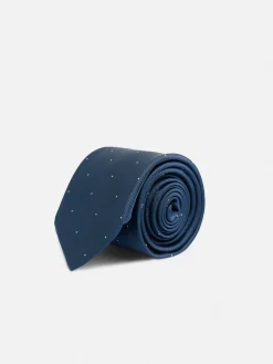 Corbata silbon mini puntos azul marino