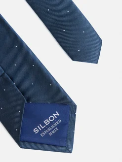 Corbata silbon mini puntos azul marino