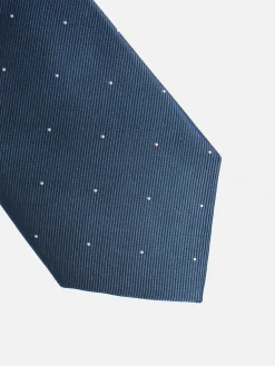 Corbata silbon mini puntos azul marino