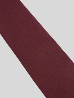 Corbata silbon mini puntos burdeos