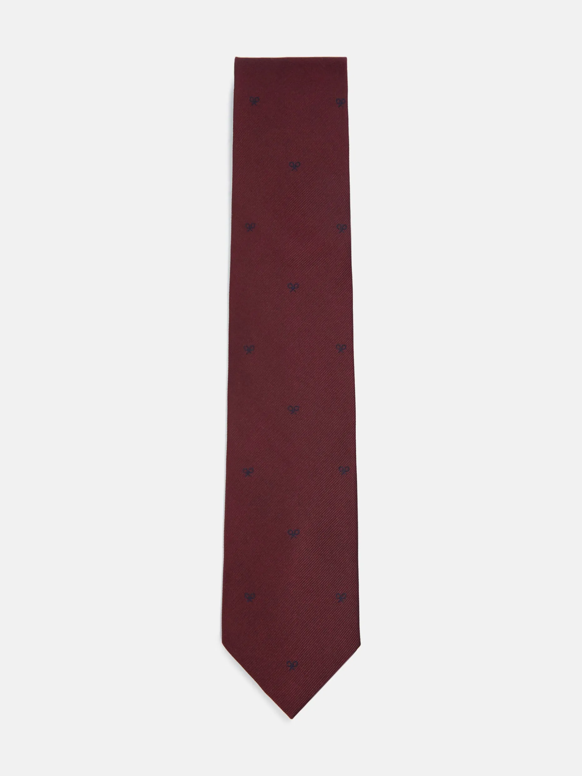 Corbata silbon motivos raquetas burdeos