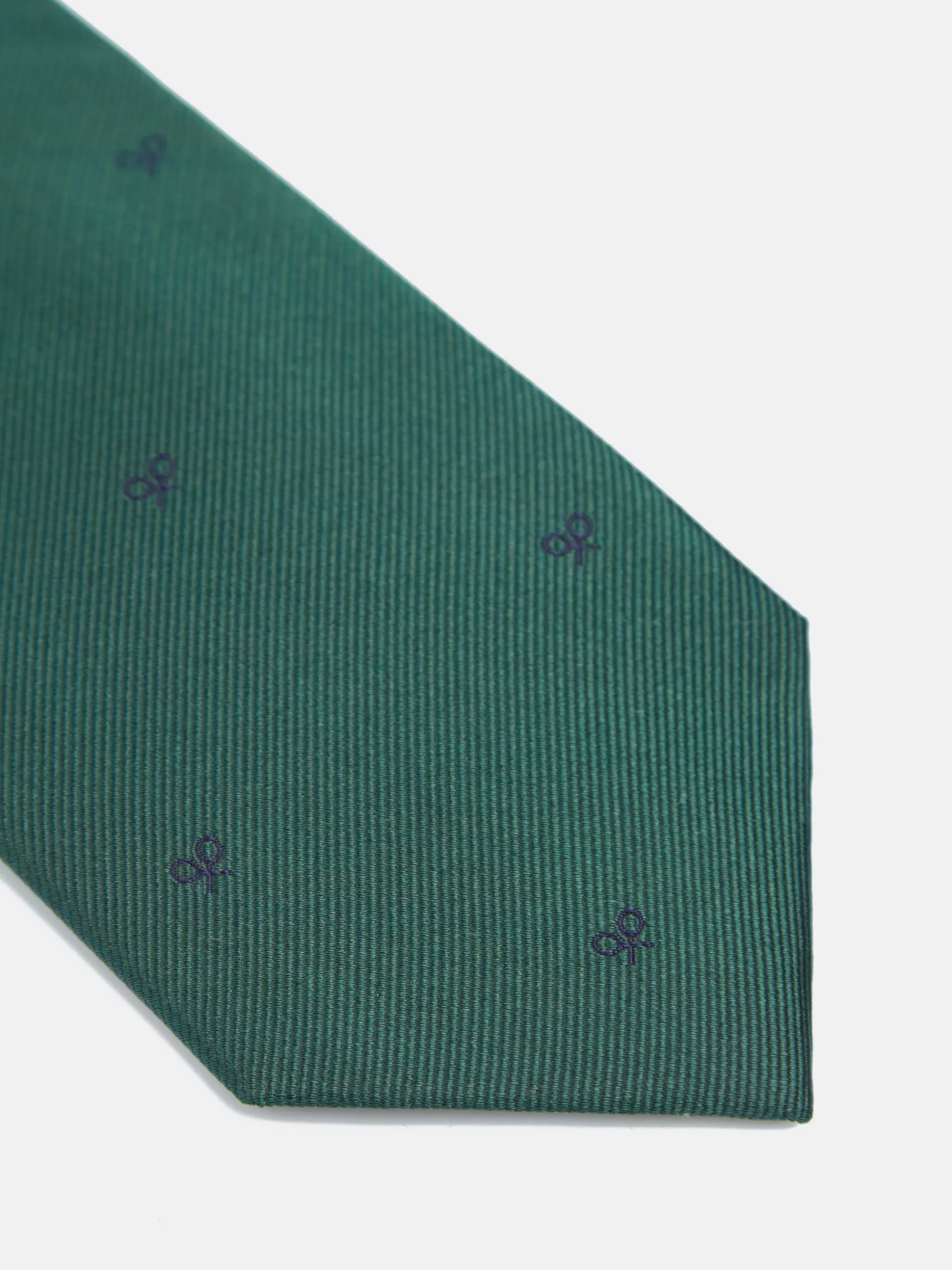 Corbata silbon motivos raquetas verde