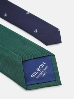 Corbata silbon motivos raquetas verde