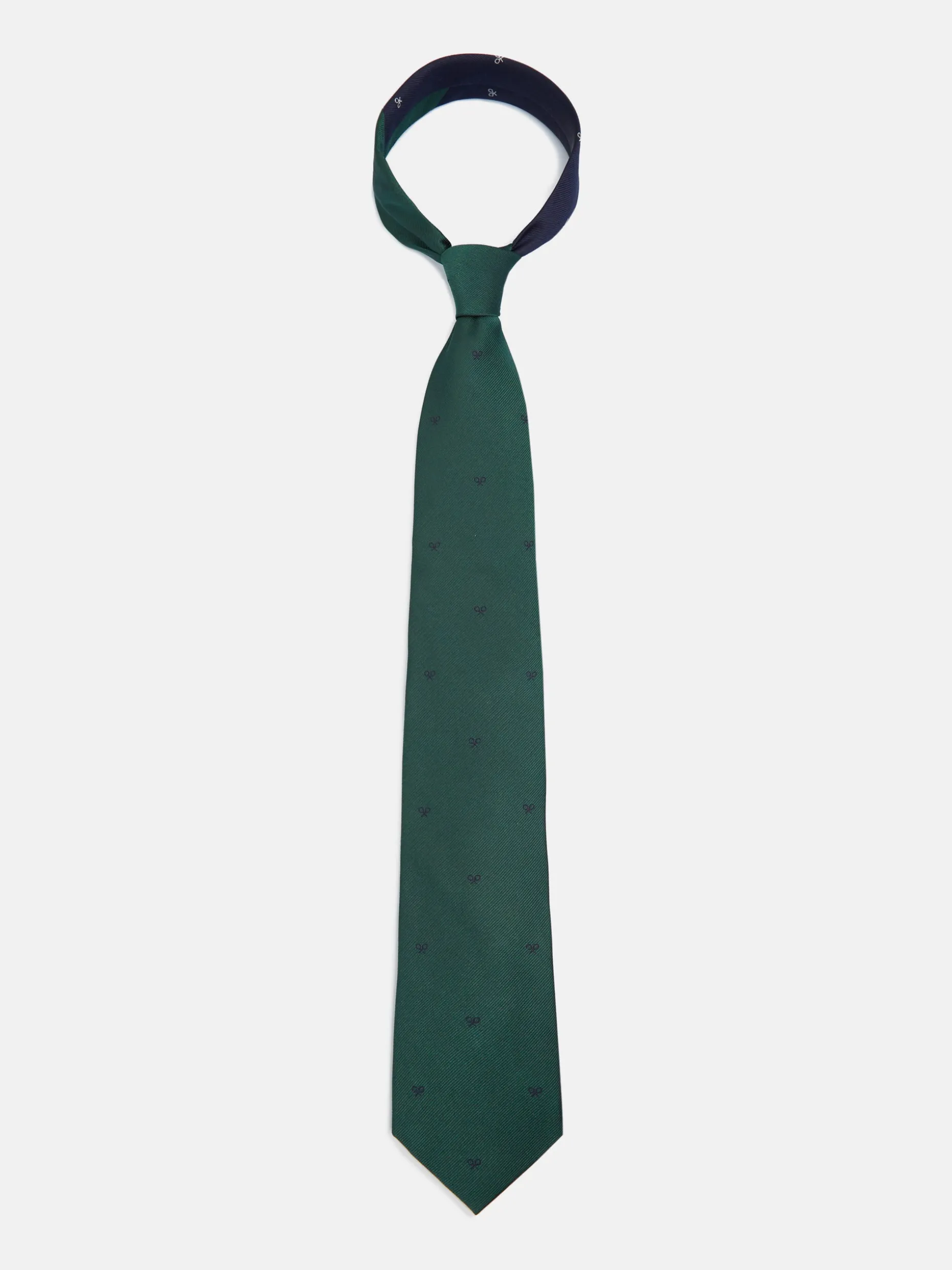 Corbata silbon motivos raquetas verde
