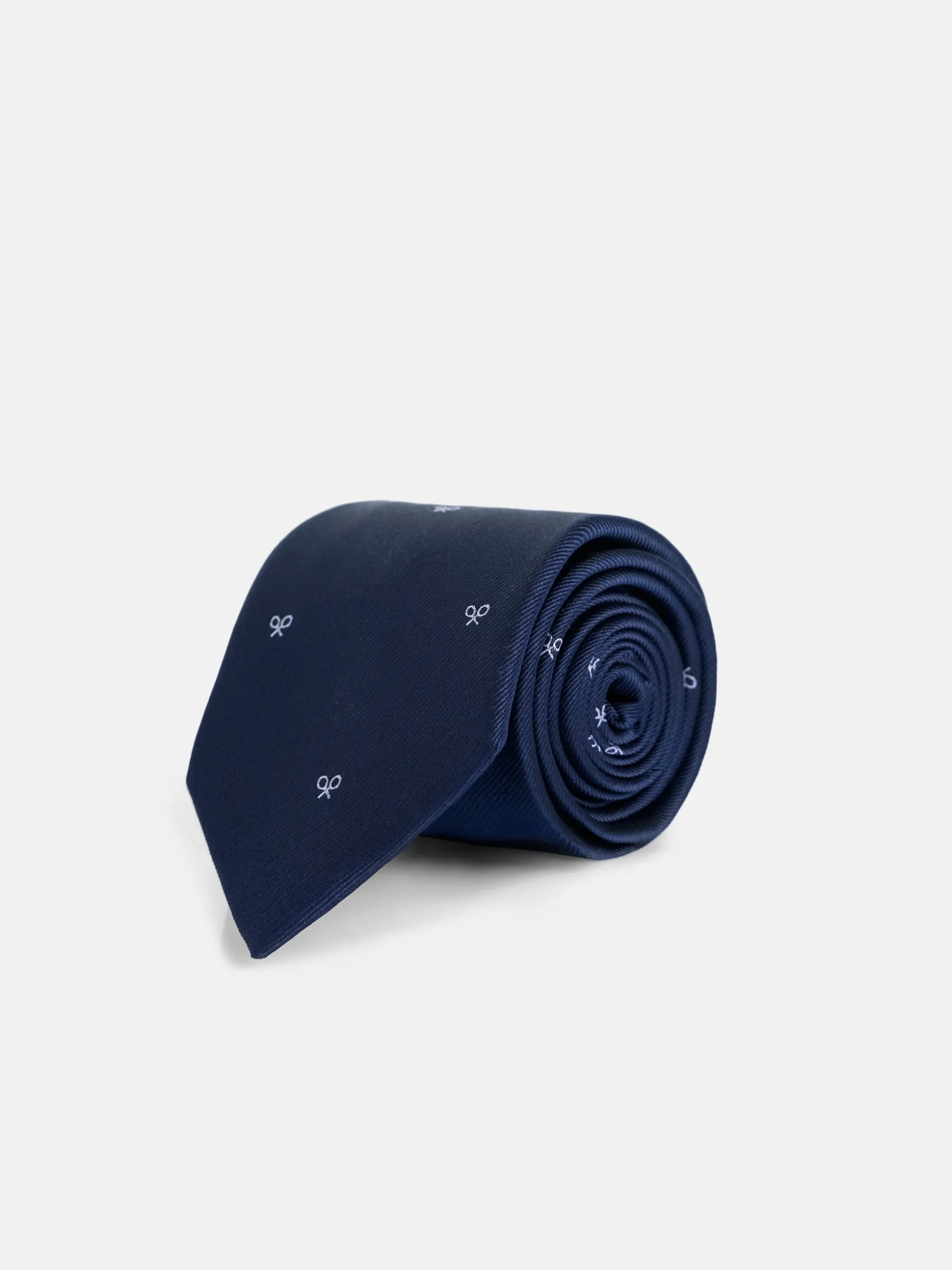 Corbata silbon motivos raquetas azul marino
