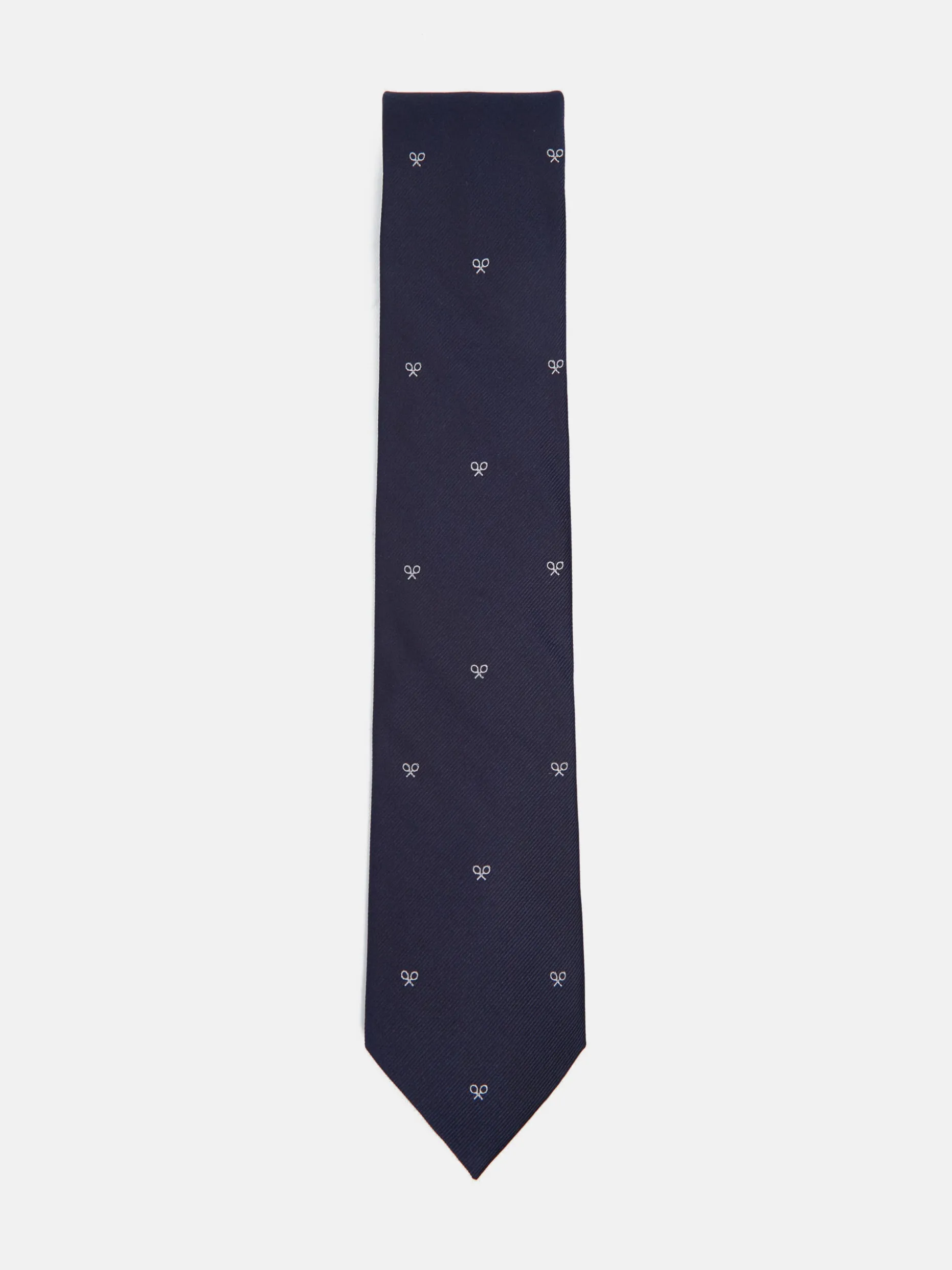 Corbata silbon motivos raquetas azul marino
