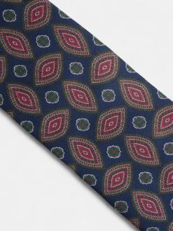 Corbata vintage motivo ovalado azul marino